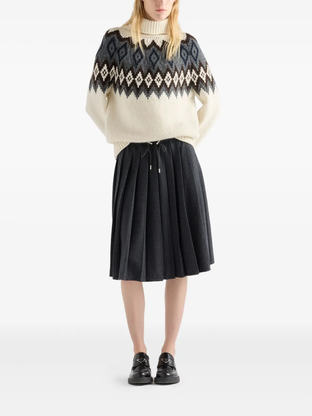 Prada intarsia turtleneck ribbed sweater | Knitted Sweaters | Image 2