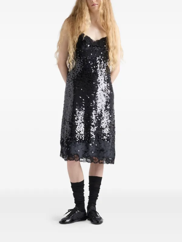 black velvet dress with sequins Prada Embroidered and Lace, Woman, Black, Size 42 Cupcake Dress, Cupcake Birthday Middle Promos:default Size:6'Wx4'H(1.8x1.2M) Finished with a sleek