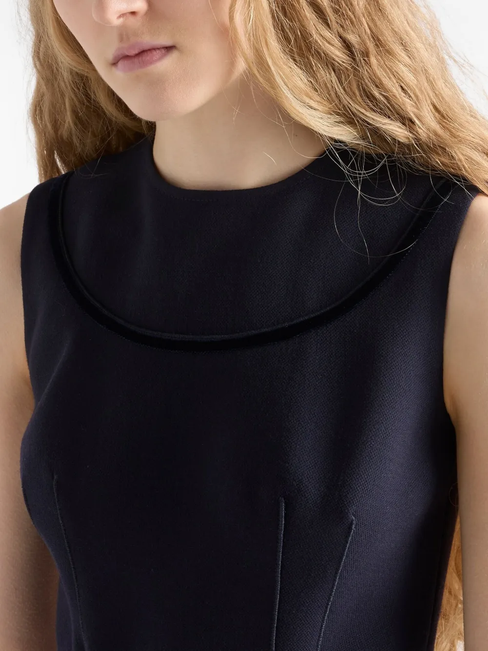 Prada Natté mini-jurk met ronde hals Blauw