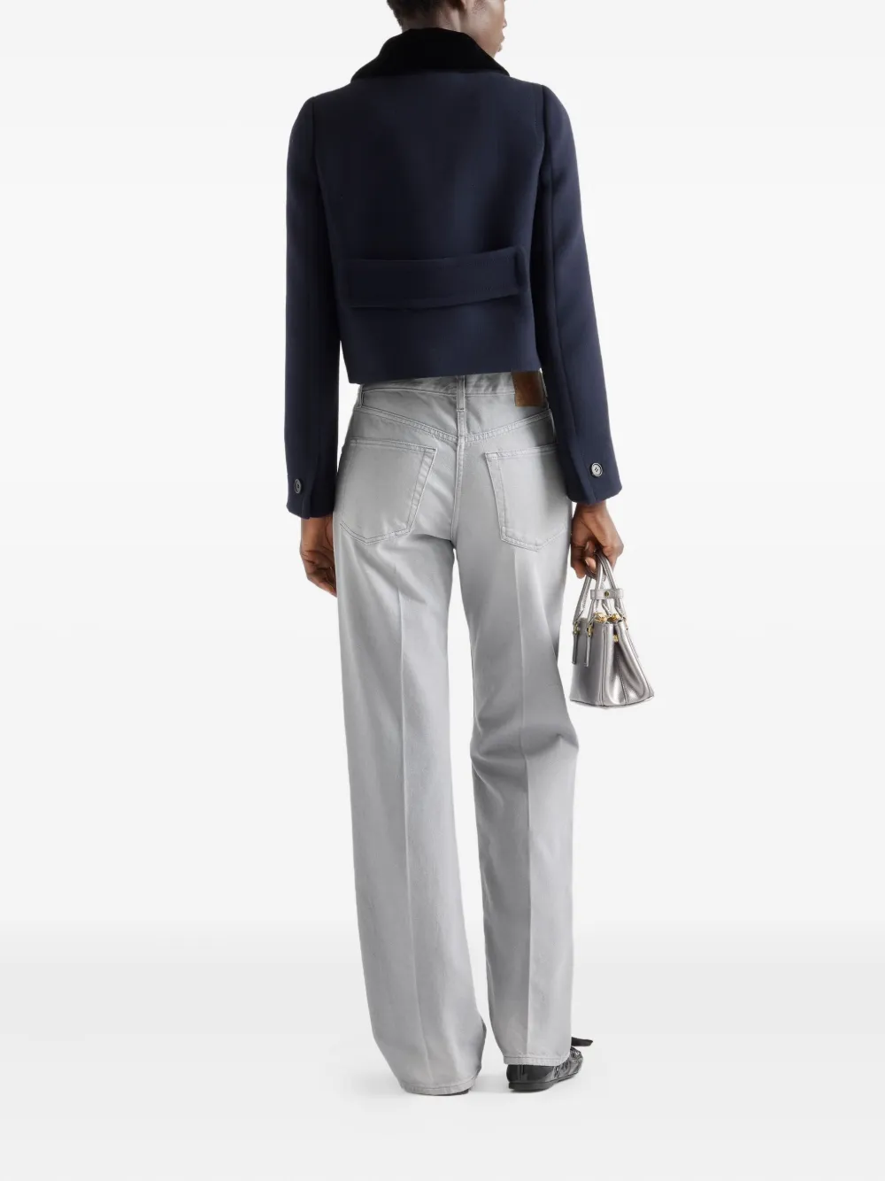 Prada Velvet-collar Jacket In Blue