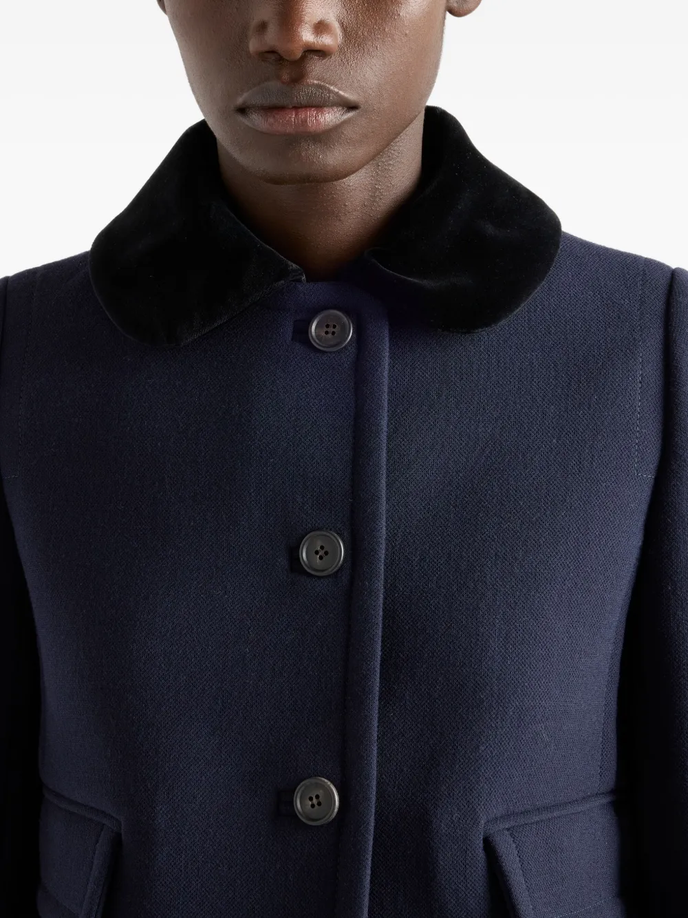 Prada Velvet-collar Jacket In Blue