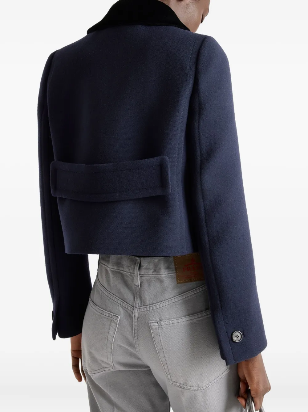 Prada Velvet-collar Jacket In Blue