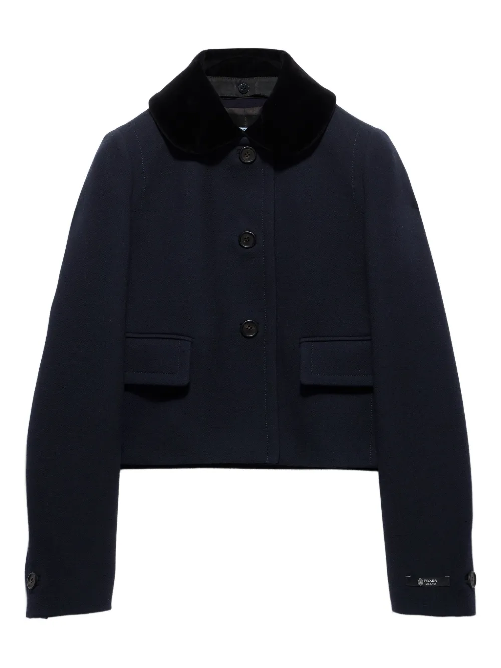 Prada Velvet-collar Jacket In Blue