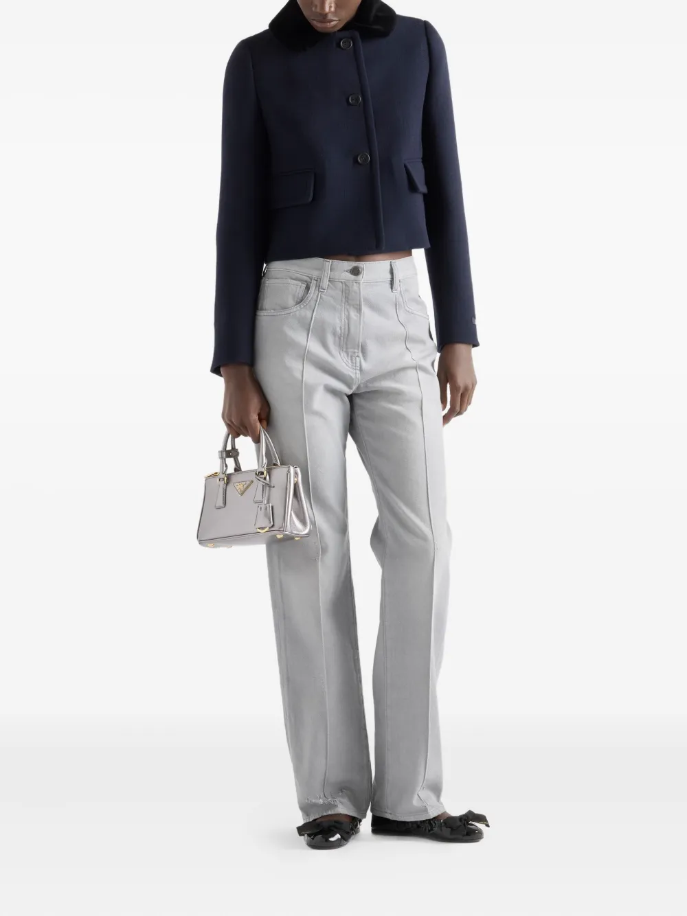 Prada Velvet-collar Jacket In Blue