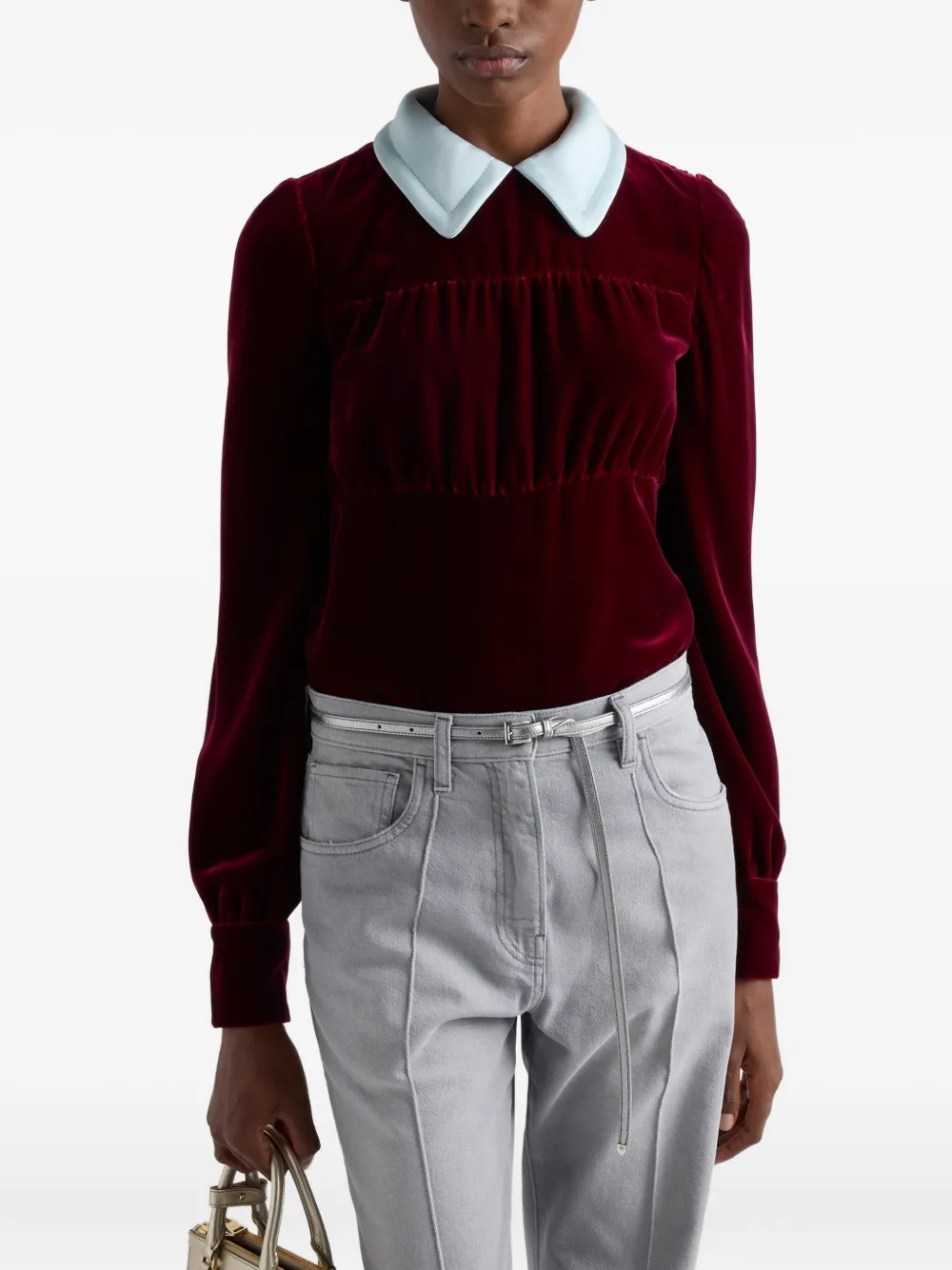 Prada Velvet Top In Red