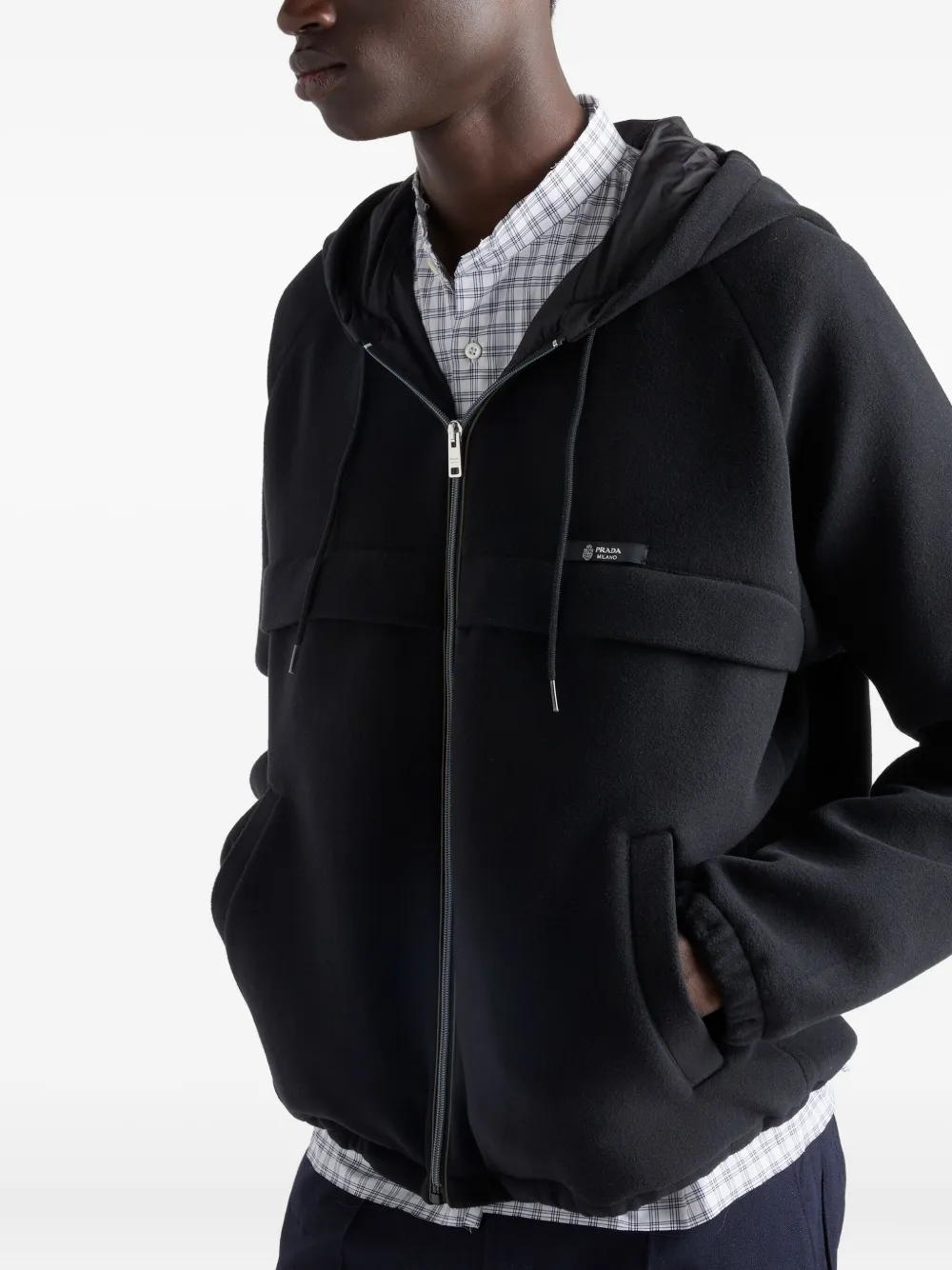 Prada Jack met raglan mouwen en capuchon Zwart
