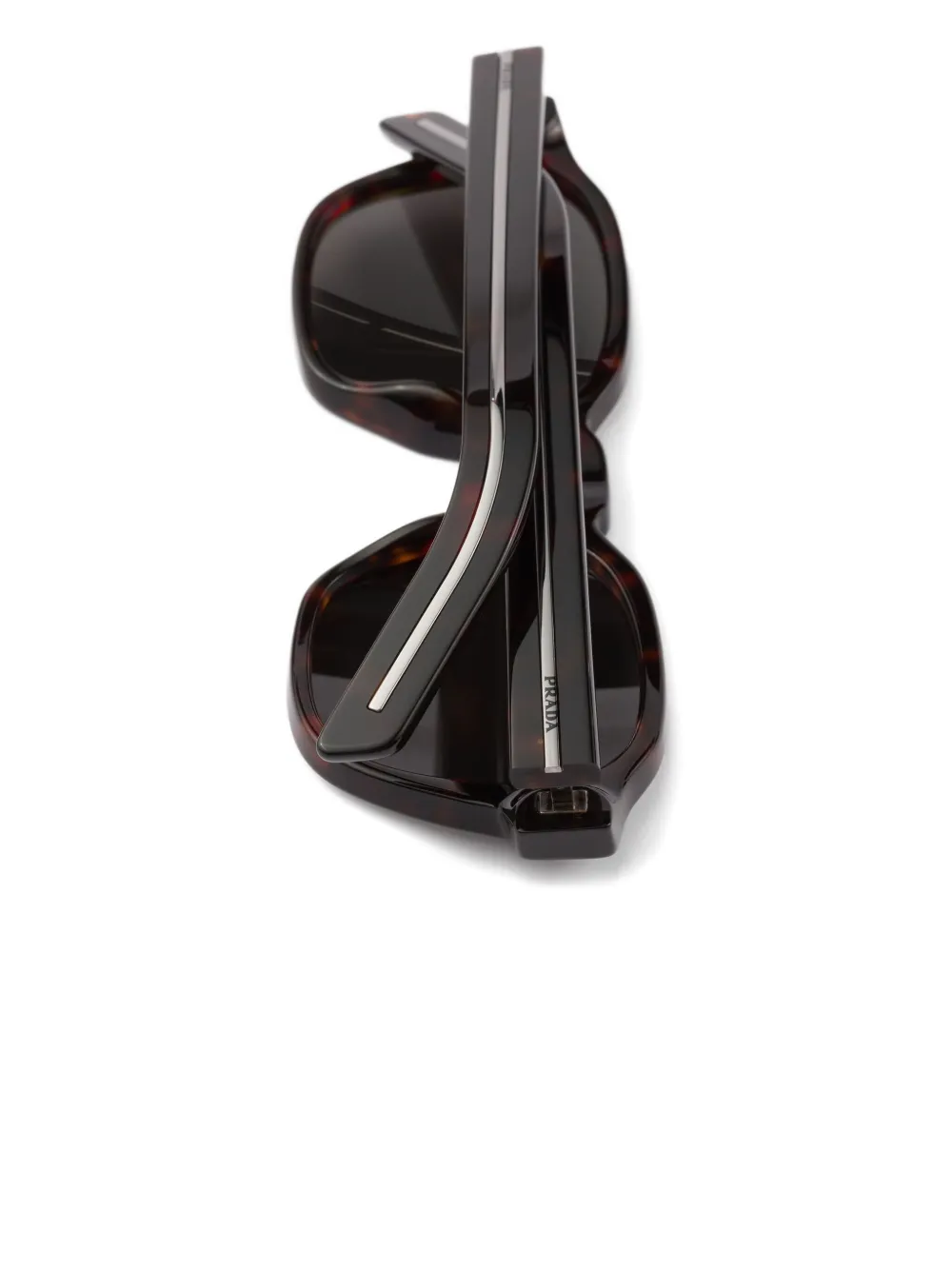 Prada Eyewear Zonnebril met geometrisch montuur en metalen plakkaat Bruin