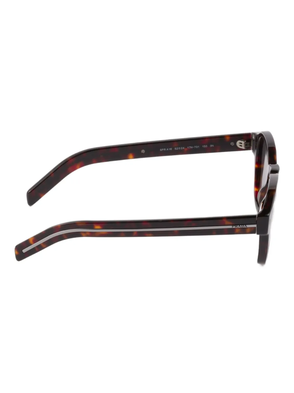 Prada Eyewear Zonnebril met geometrisch montuur en metalen plakkaat Bruin