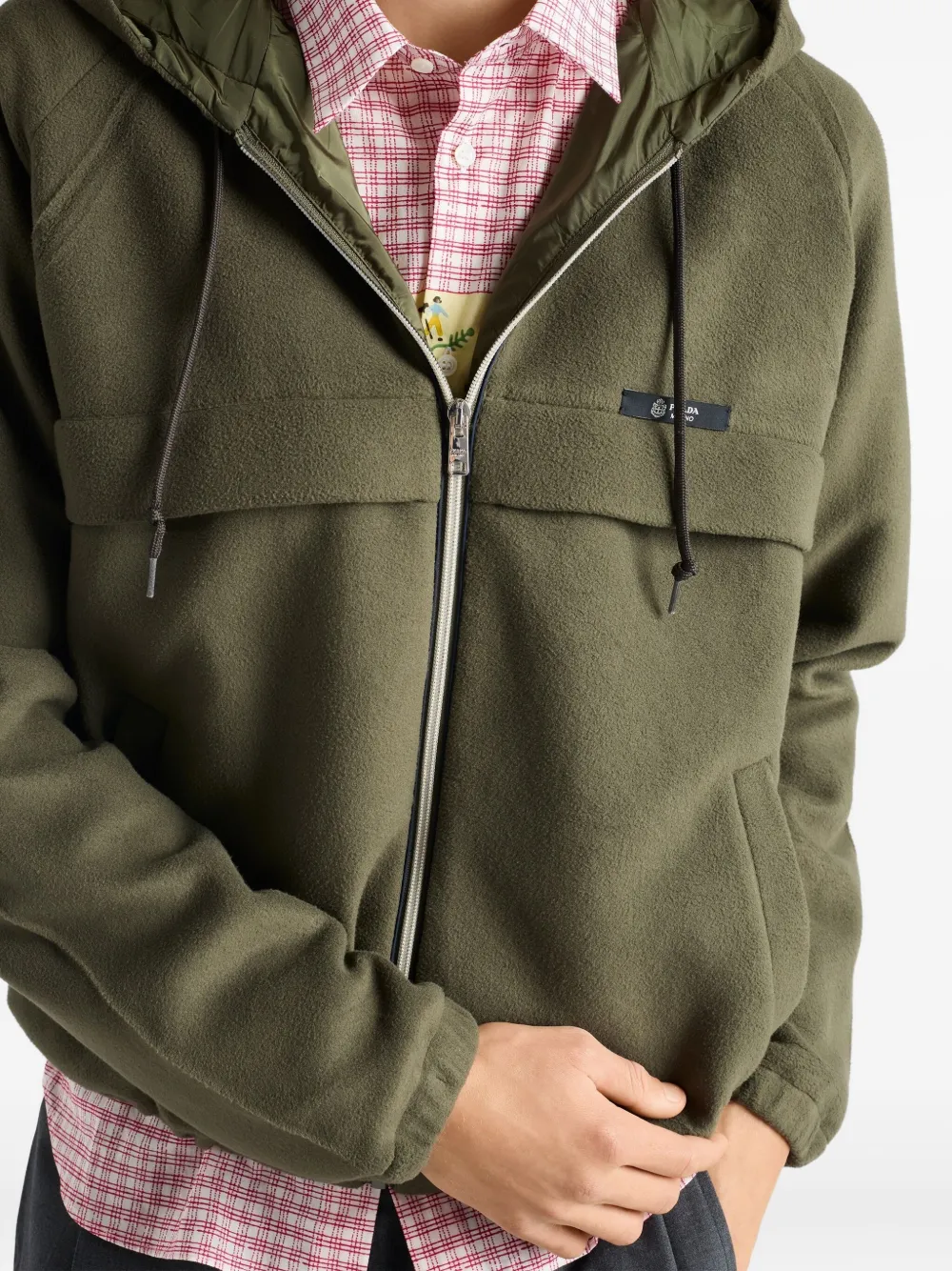 Prada Check-pattern Floral-print Shirt In Pink