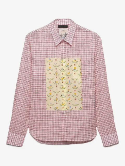 Prada check-pattern floral-print shirt
