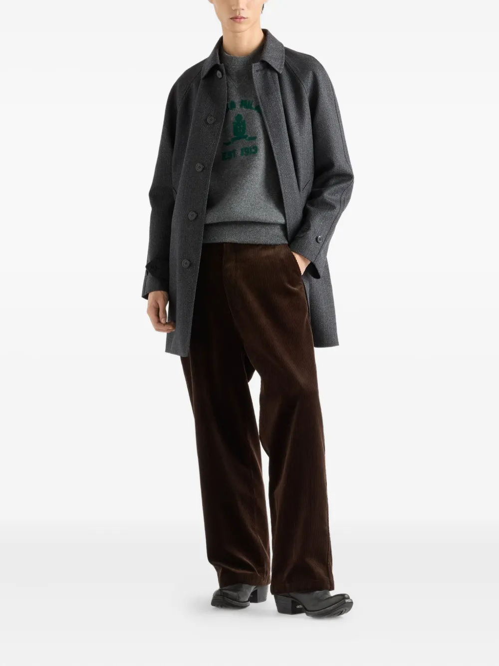 Prada intarsia-logo raglan sweater - Grijs