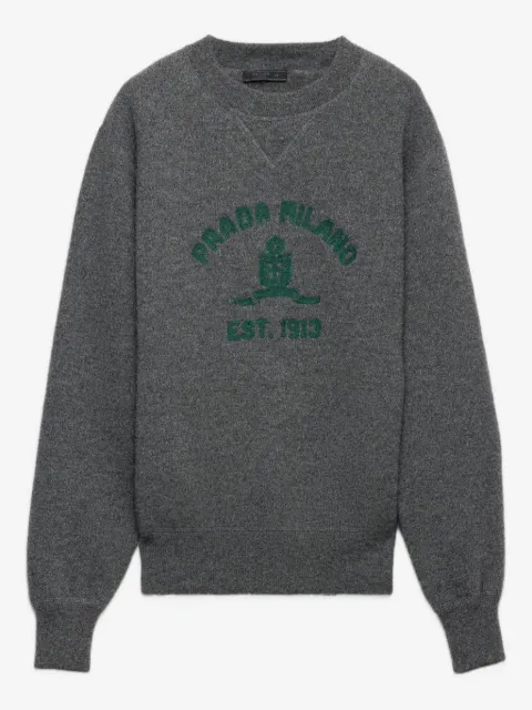 Prada intarsia-logo raglan sweater