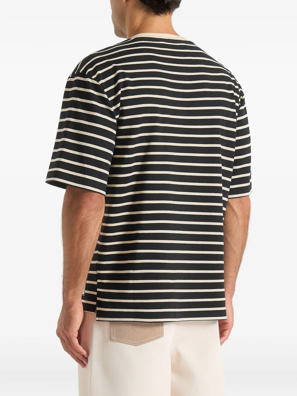 Manière De Voir Riley gestreept relaxed-fit katoen T-shirt Zwart