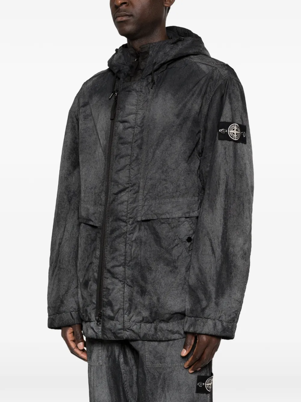 Stone Island Reflecterende jas met capuchon en rits Grijs