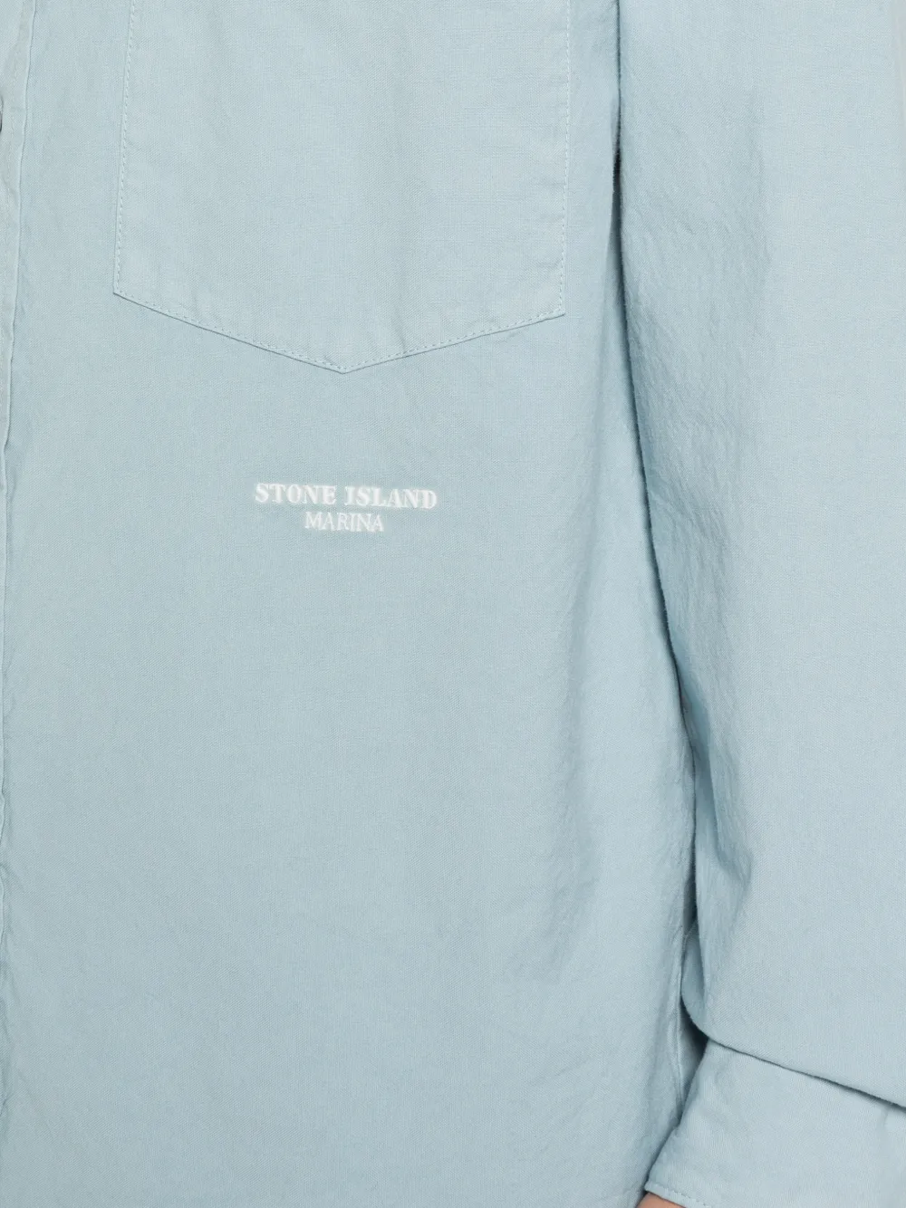 Stone Island 1200029 katoenen nylon Panama_S.I. Marina shirtjack Blauw