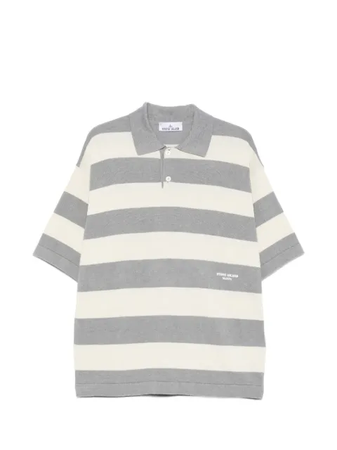 Stone Island striped knit polo shirt