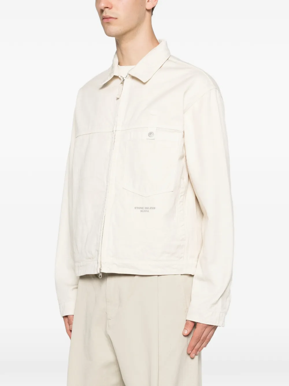 Stone Island 4100074 Batavia-TC_S.I. Marina katoenen jack Beige