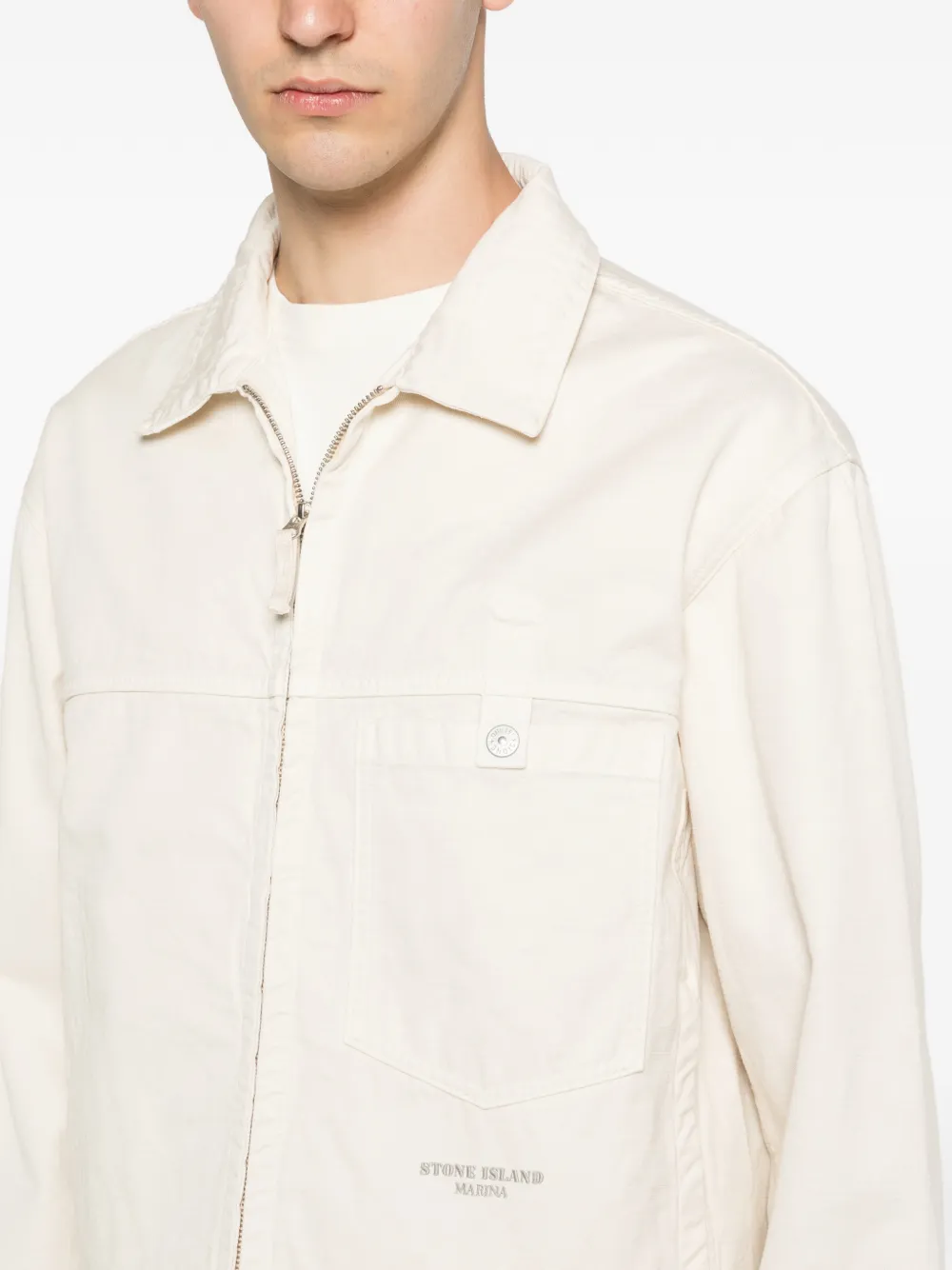 Stone Island 4100074 Batavia-TC_S.I. Marina katoenen jack Beige