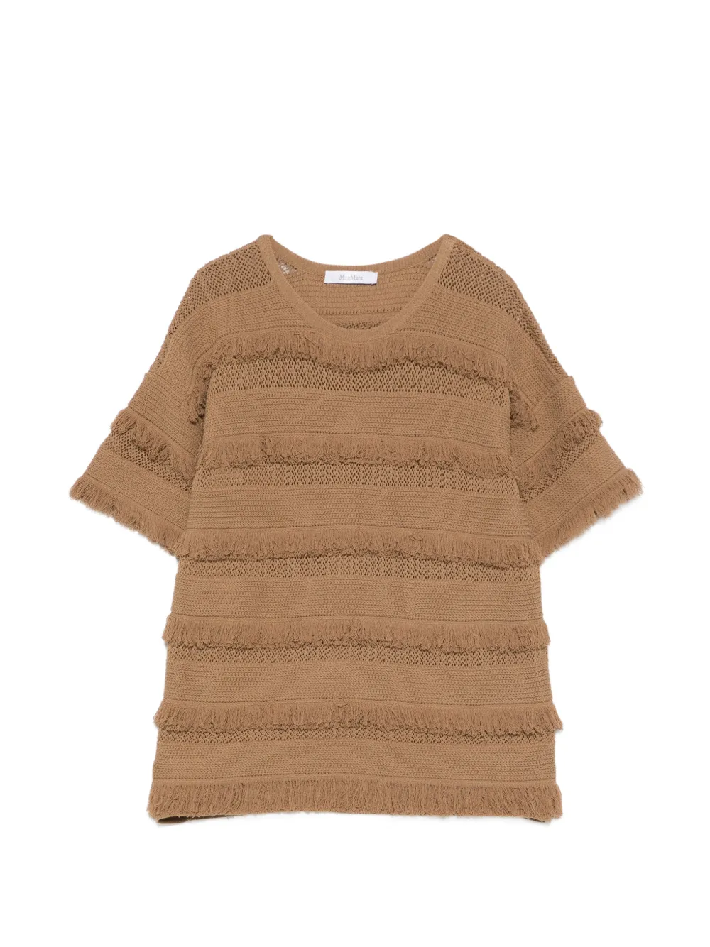 Max Mara T-shirt con frange - Marrone