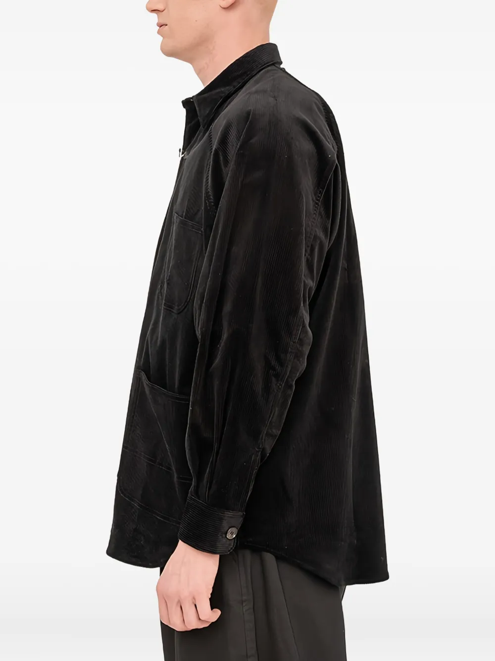 Comme des Garçons Homme Ribfluwelen jack met vier zakken Zwart