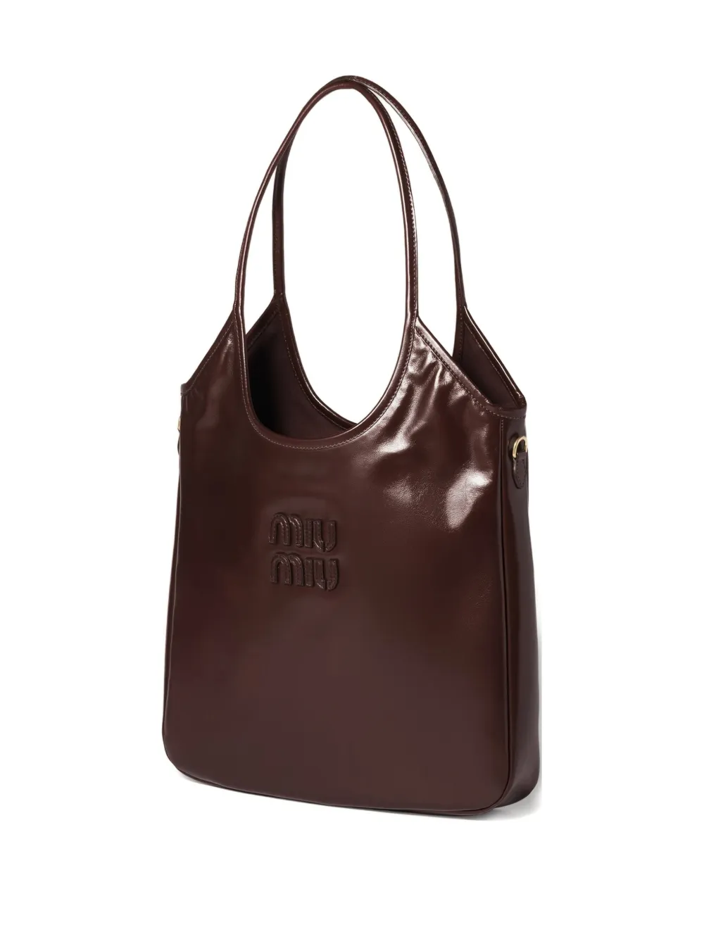 Miu Miu Ivy tote med logobogstaver i læder | brun | Image 1
