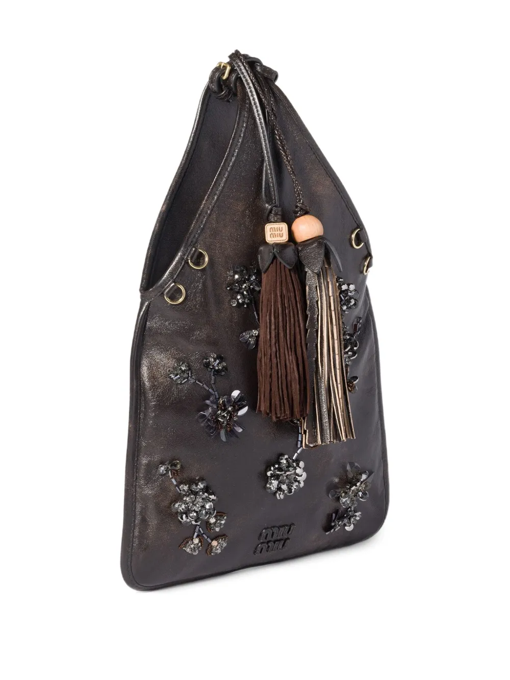 Miu Leren shopper Bruin