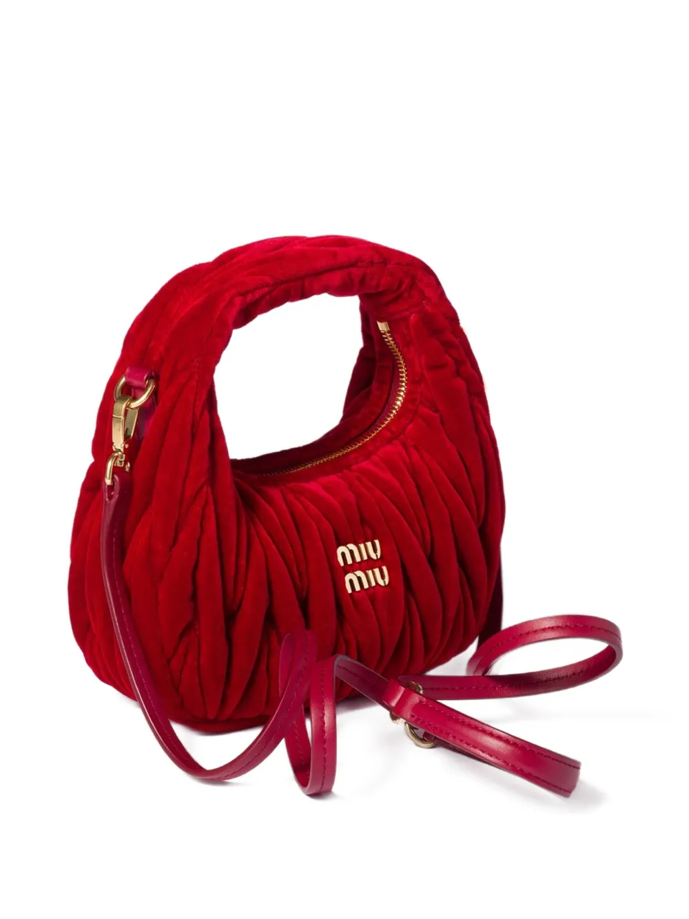 Miu Miu Mini Wander Logo-lettering Tote Bag In Red