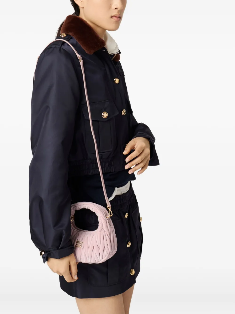 Miu Miu Mini Wander Logo-lettering Tote Bag In Pink