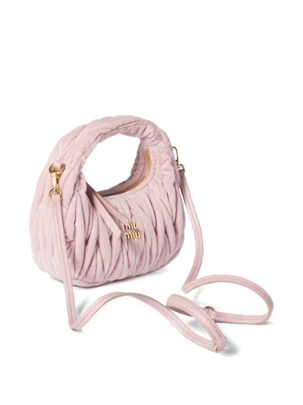 miu miu シアリング ショルダーバッグ ピンク Miu Miu Mini Wander logo-lettering Mini Bag | Pink | FARFETCH