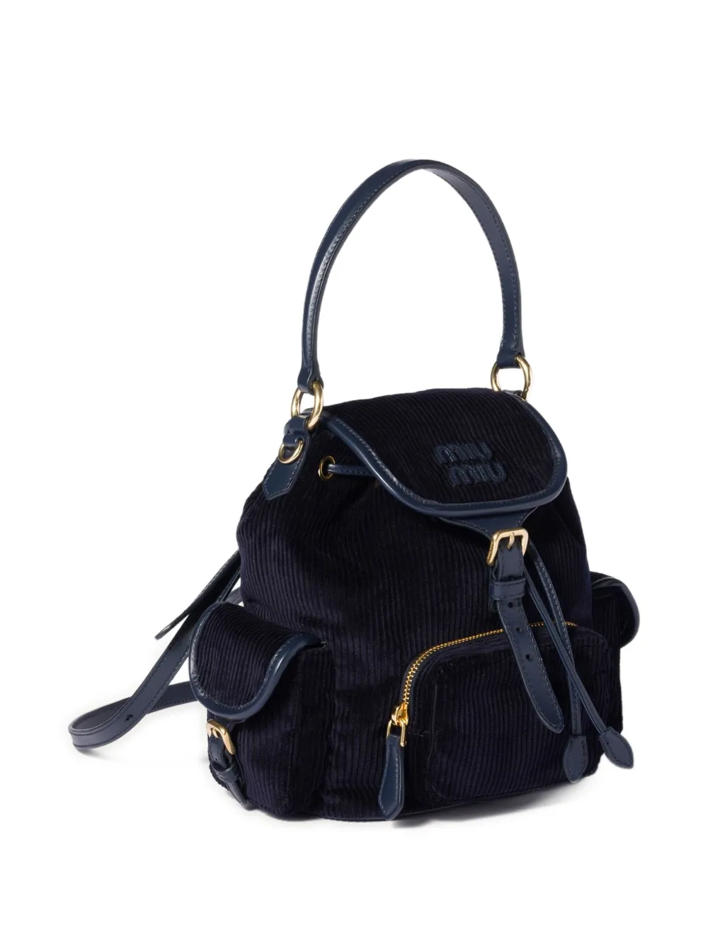 Miu Medium ribfluwelen rugzak Blauw