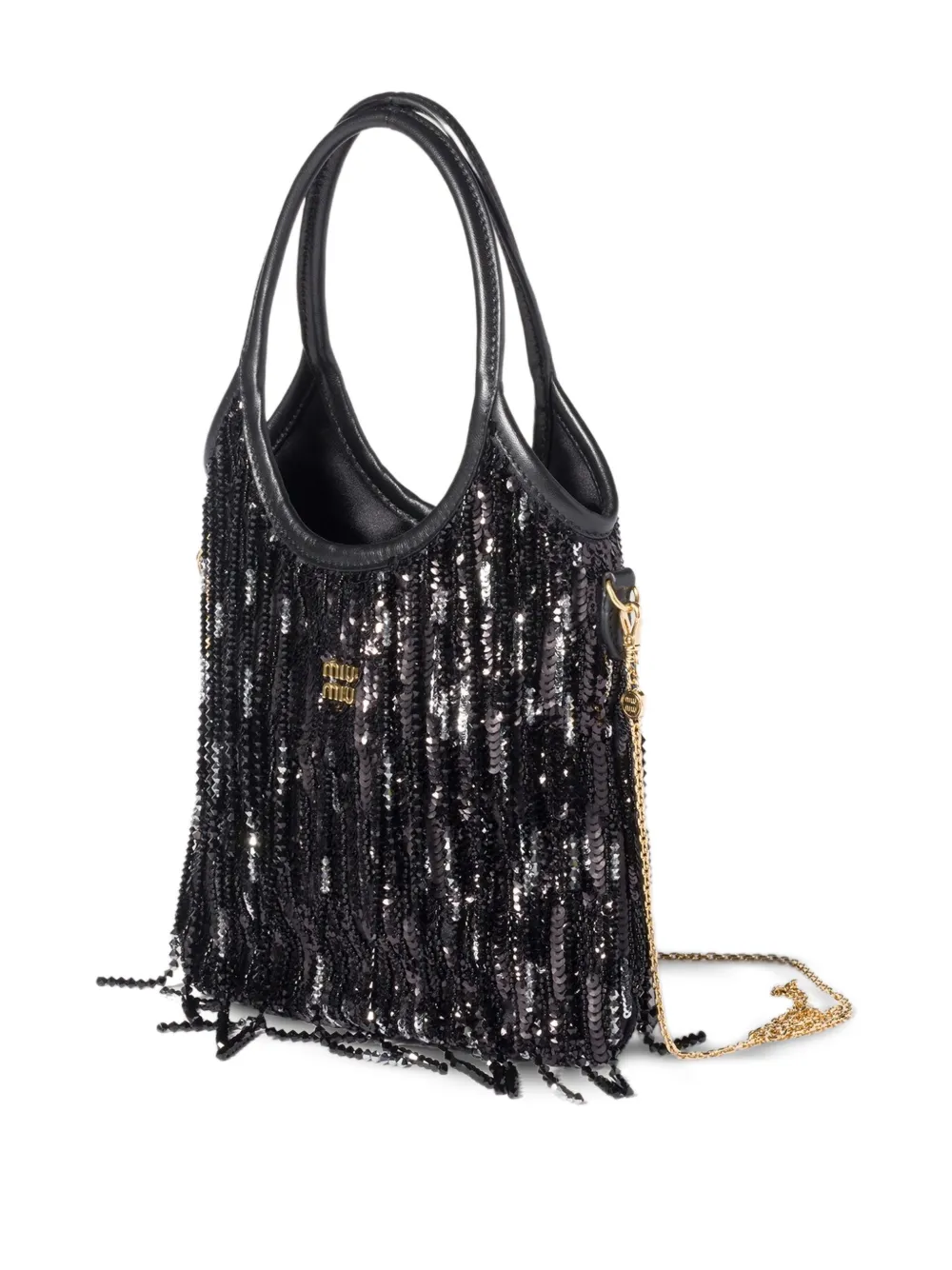 Miu Miu Mini Ivy Sequin-embellishment Tote Bag In Black