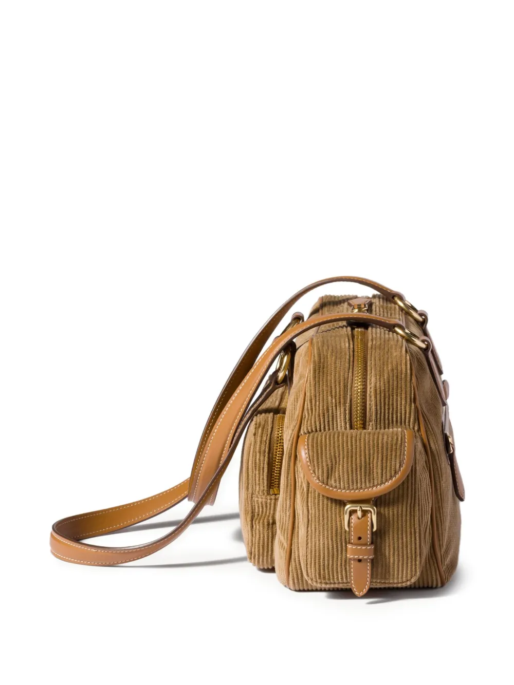 Miu Miu Corduroy Pocket Top-handle Bag In Brown