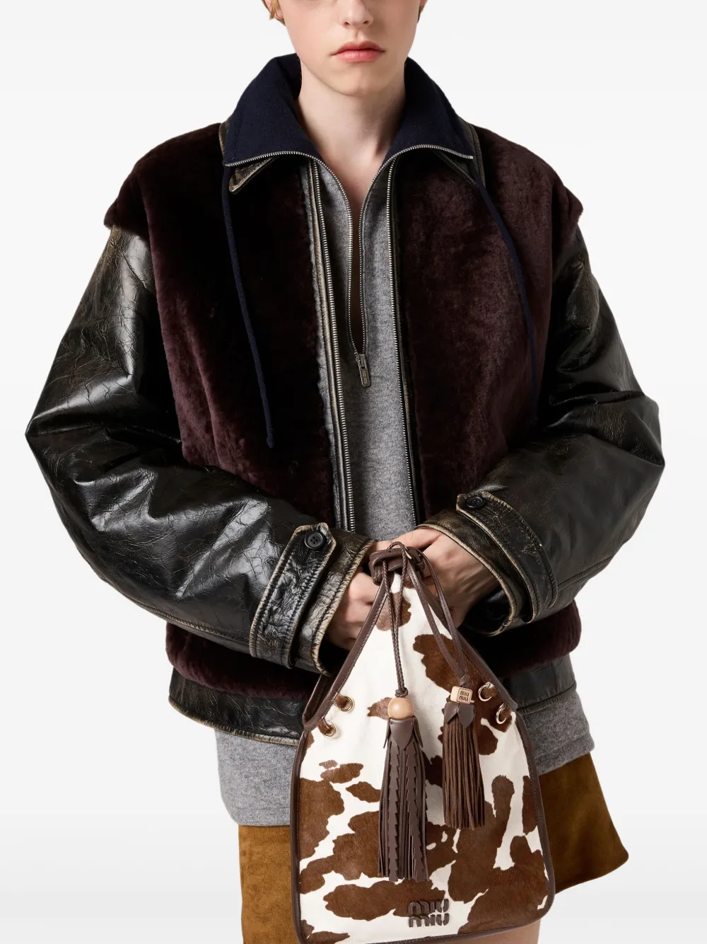 Miu Miu tote med dyretryk | hvid | Image 1