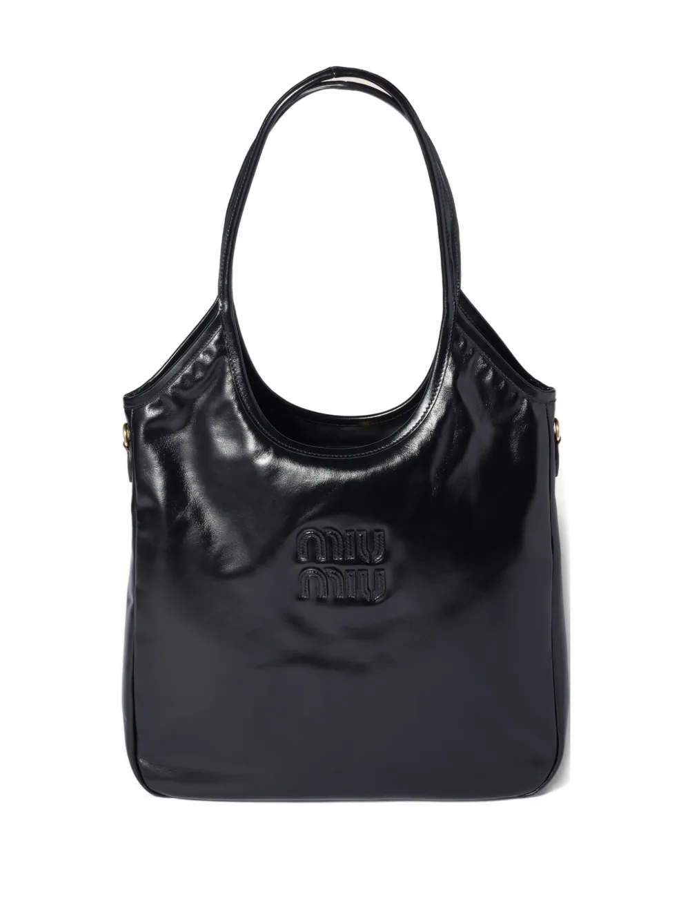 Miu Miu Ivy Leather Tote Bag In Black