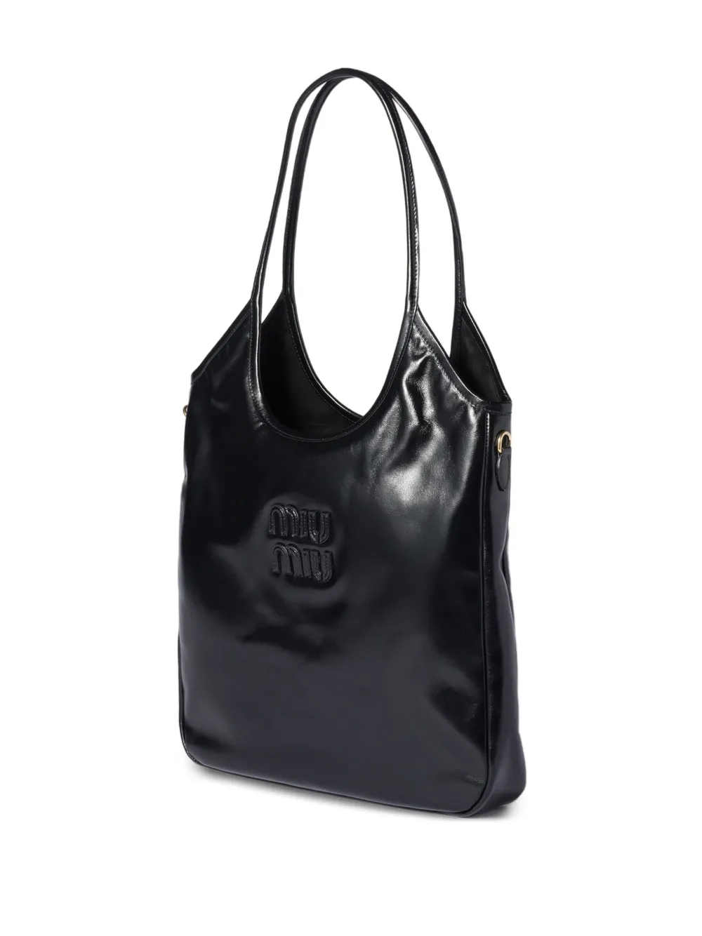 Miu Ivy leren shopper Zwart
