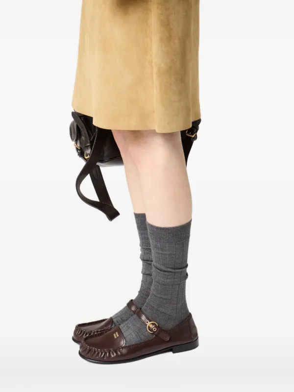 Miu Miu ストラップディテール ローファー | ブラウン | FARFETCH JP