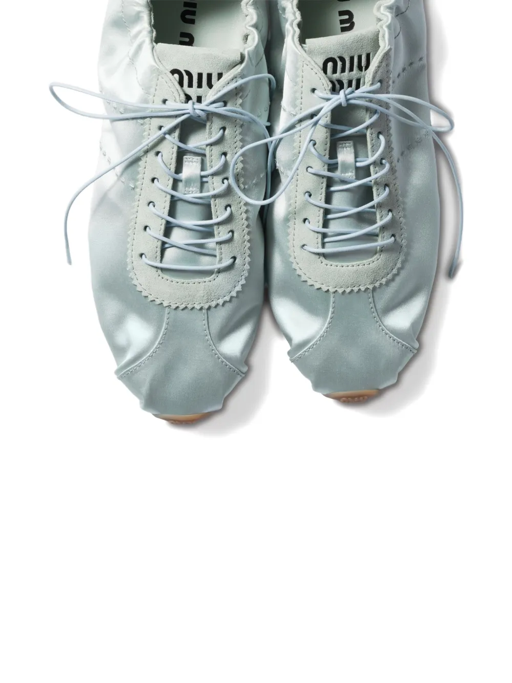 Miu Miu Plume Satin Sneakers In Green