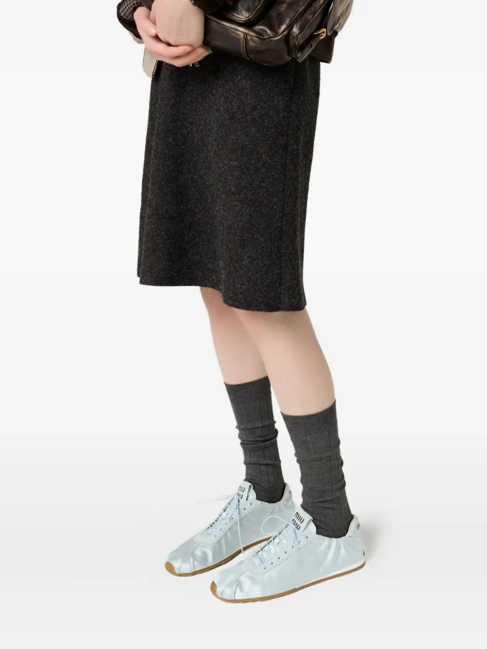 Miu Miu Plume Satin Sneakers In Green