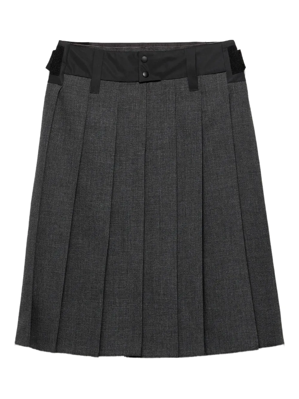 Prada Pleated Midi Skirt In Gray