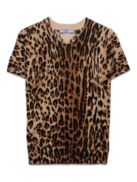 Prada playera tejido con estampado de leopardo