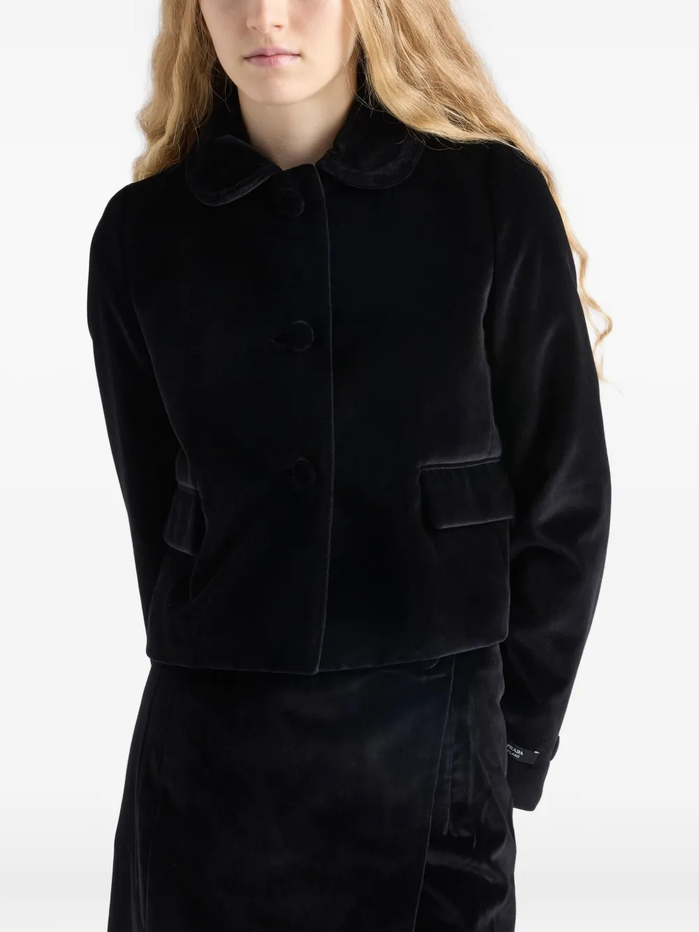 Prada Flap-pocket Detachable-collar Jacket In Black