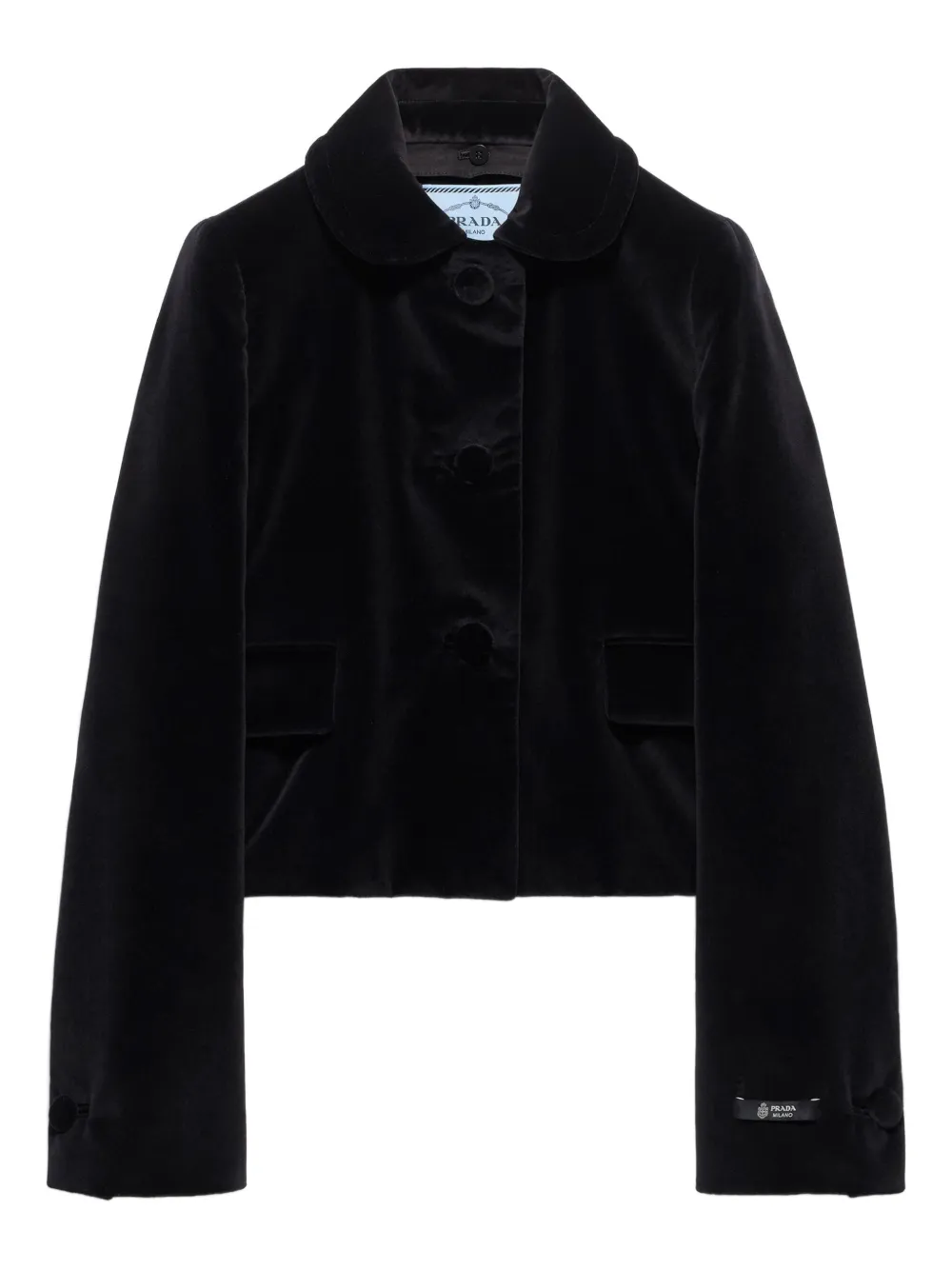 Prada Flap-pocket Detachable-collar Jacket In Black