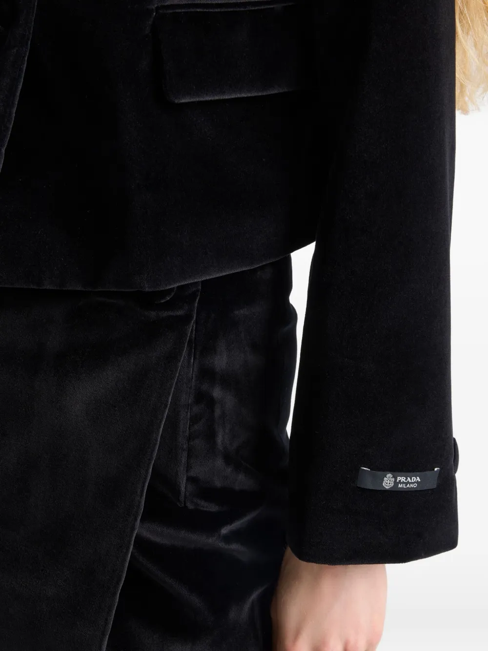 Prada Flap-pocket Detachable-collar Jacket In Black