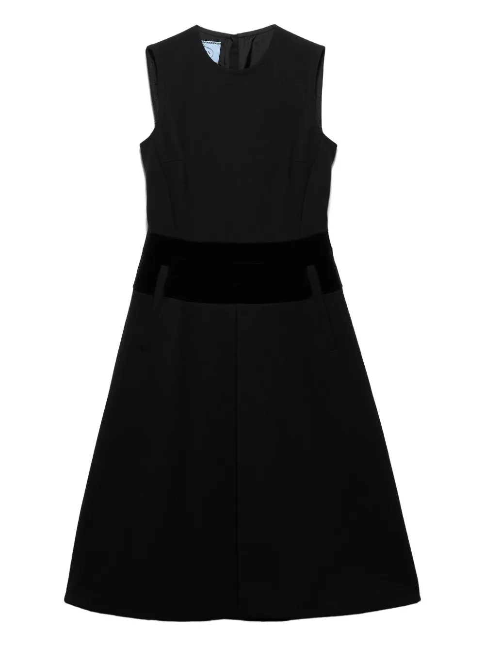 Prada Flared Welt-pocket Midi Dress In Black
