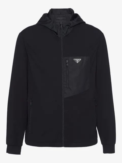 Prada hoodie con placa del logo y cierre