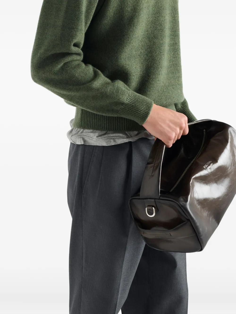 Prada Re-cashmere Pullover Mit Triangel-logo In Green