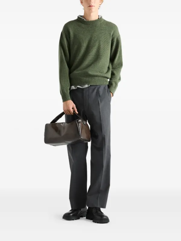 ✨PRADAカシミア100%革製エルボーパッチのお洒落なセーターお値下げしました Prada Re-Cashmere プルオーバー | グリーン | FARFETCH JP