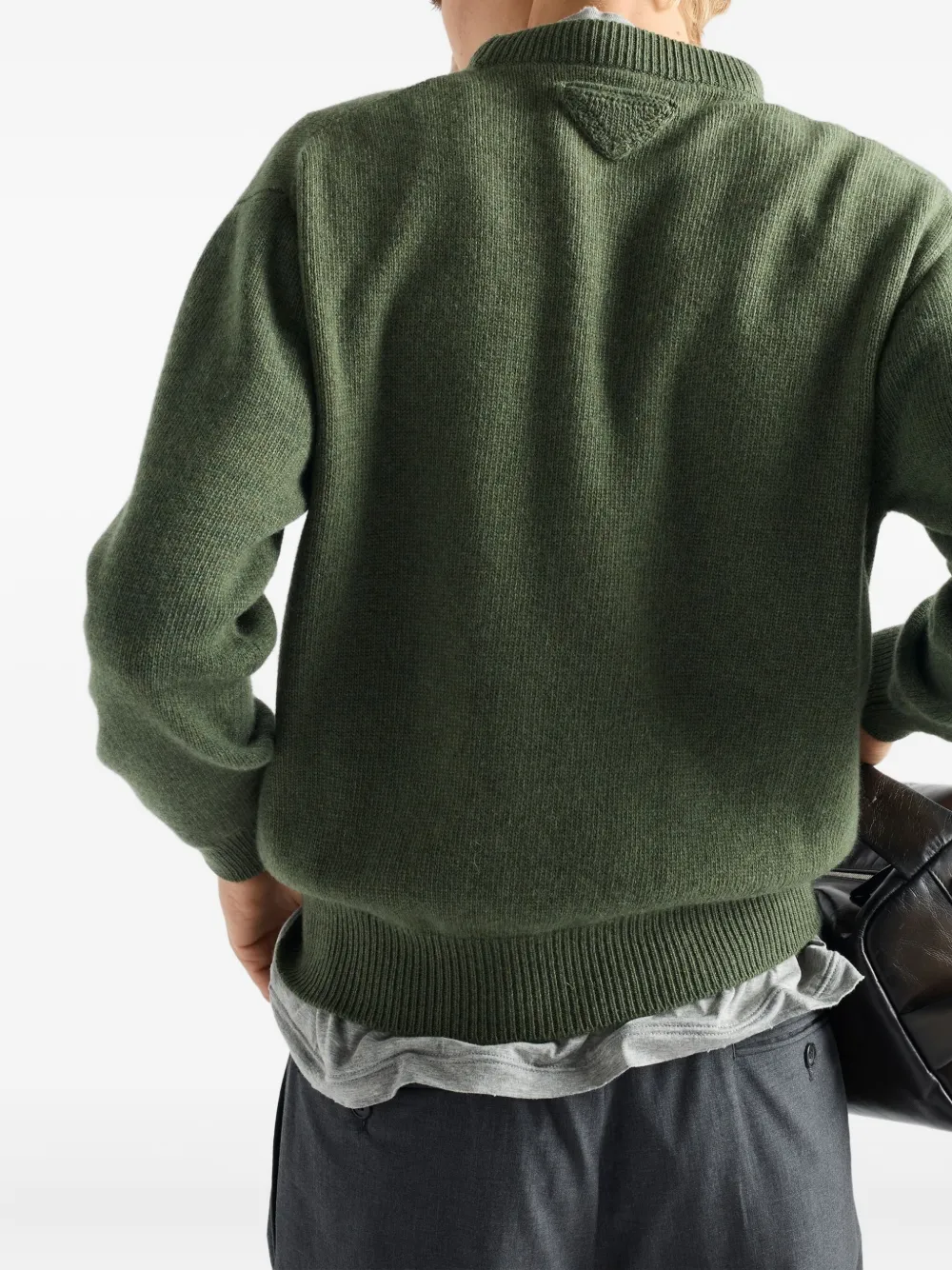 Prada Re-cashmere Pullover Mit Triangel-logo In Green