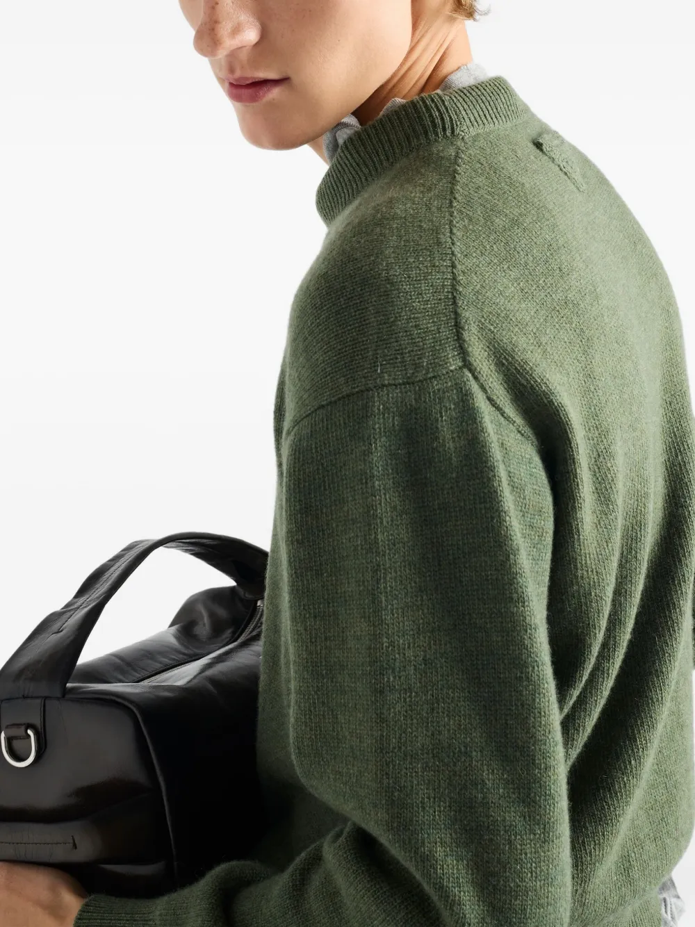 Prada Re-cashmere Pullover Mit Triangel-logo In Green