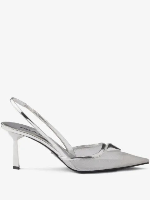 Prada mesh fabric slingback pumps